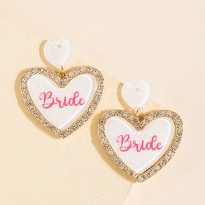 Bride Heart Shaped Drop Earrings